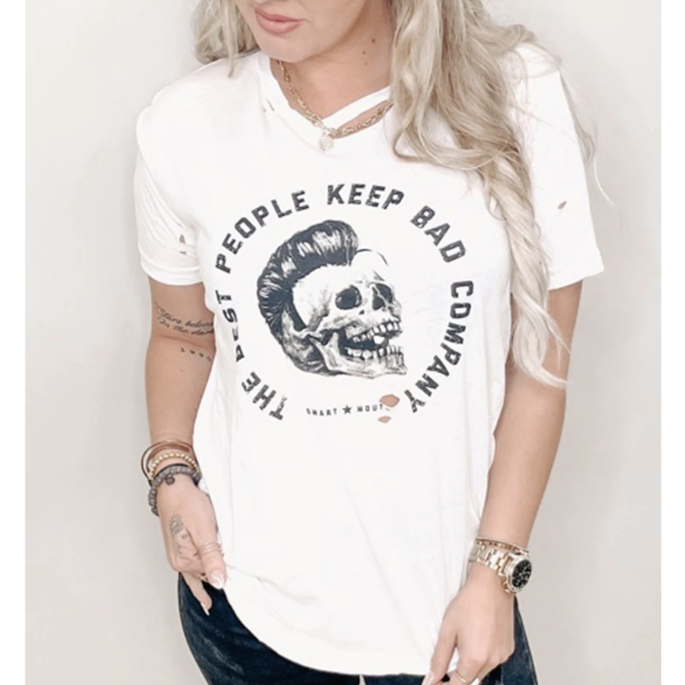 NWOT Smart Mouth Threads good people bad company distressed shirt size XS